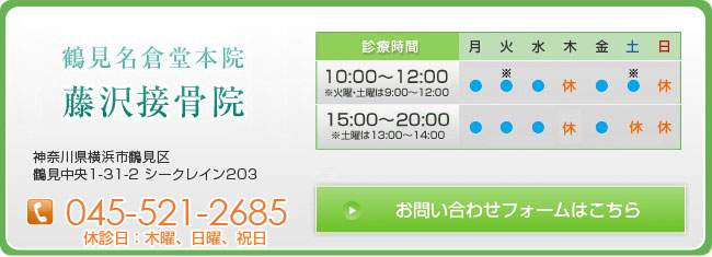 鶴見名倉堂本院藤沢接骨院 神奈川県横浜市鶴見区鶴見中央１－３１－２シークレイン２０３